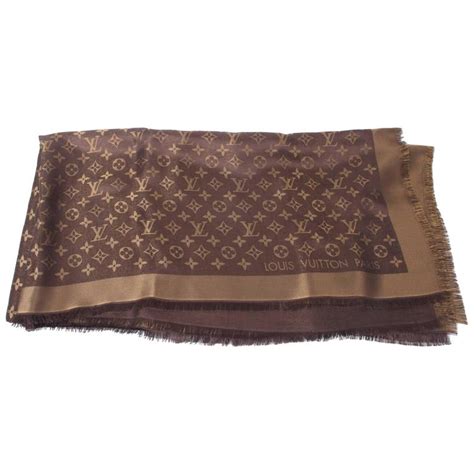 louis vuitton scarf brown gold|More.